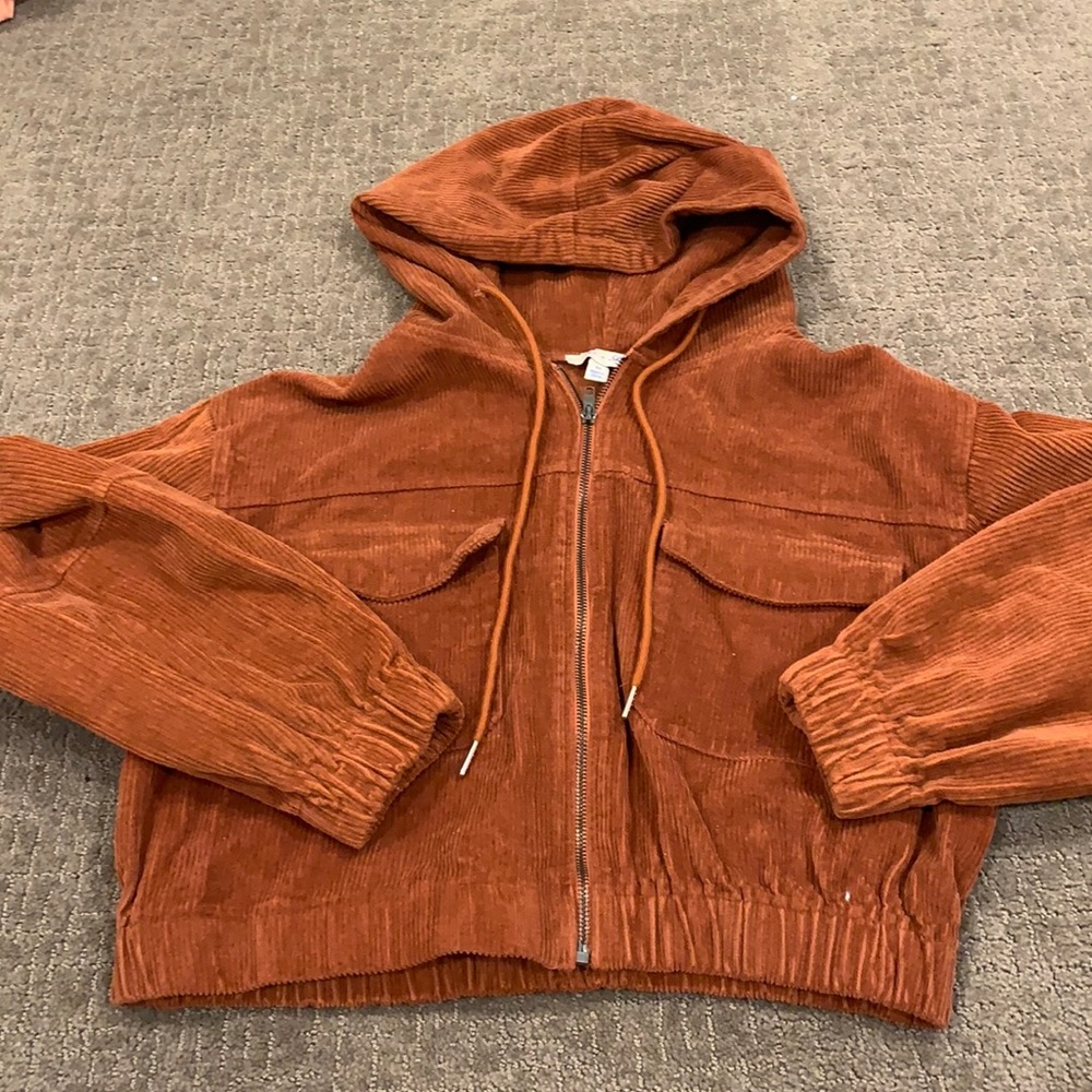 burnt orange zip up hoodie